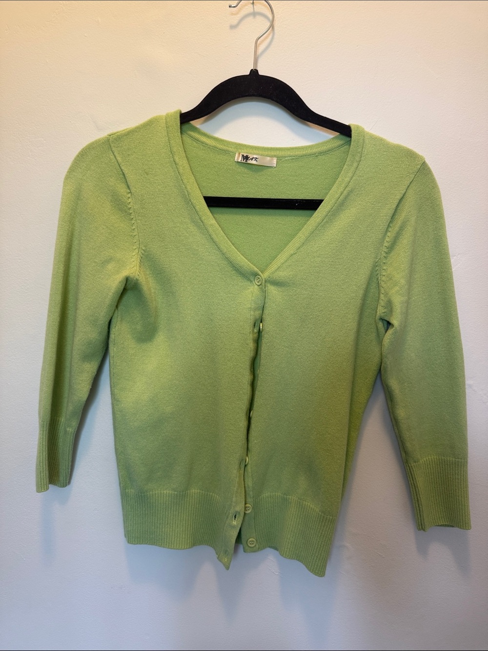 Light Lime V-Neck Button Cardigan Sweater